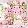 Pink Teddy Bear Birthday Balloon Decoration Kit