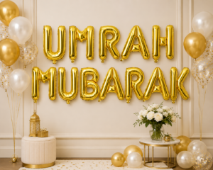 Gold Umrah Mubarak Foil Balloon Banner