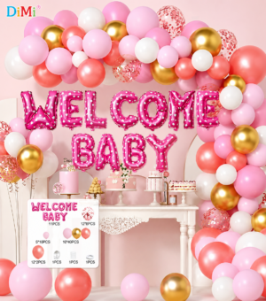 Pink Welcome Baby Balloon Decoration Set