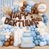 Blue Teddy Bear Happy Birthday Balloon Decoration Set