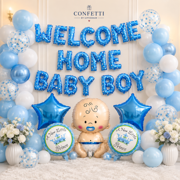 Welcome Home Baby Boy Balloon Decoration Set