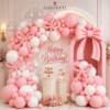 Pink Bow Happy Birthday Balloon Decoration Set