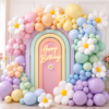 Pastel Rainbow Daisy Balloon Decoration Set