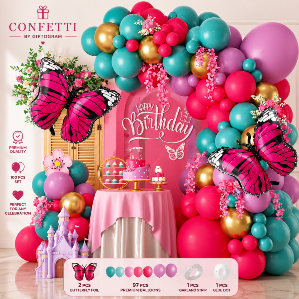 Butterfly Happy Birthday Balloon Decoration Set