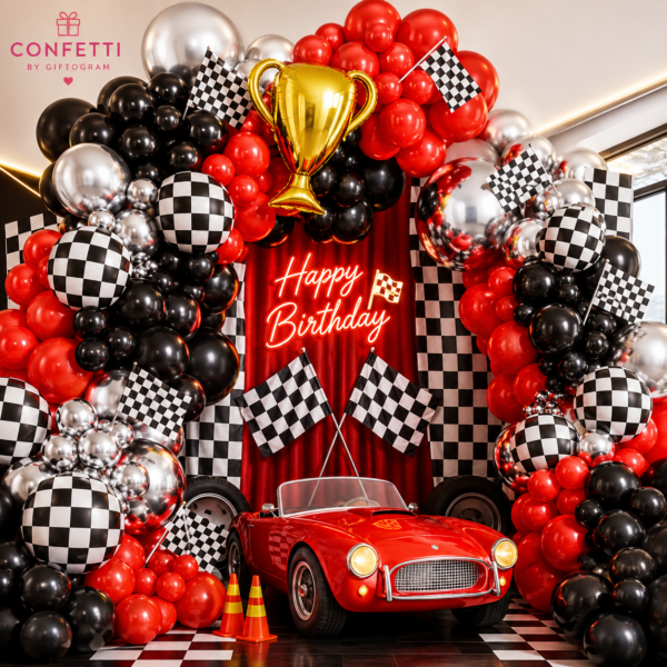 Racing Car Happy Birthday Balloon Decoration Set
