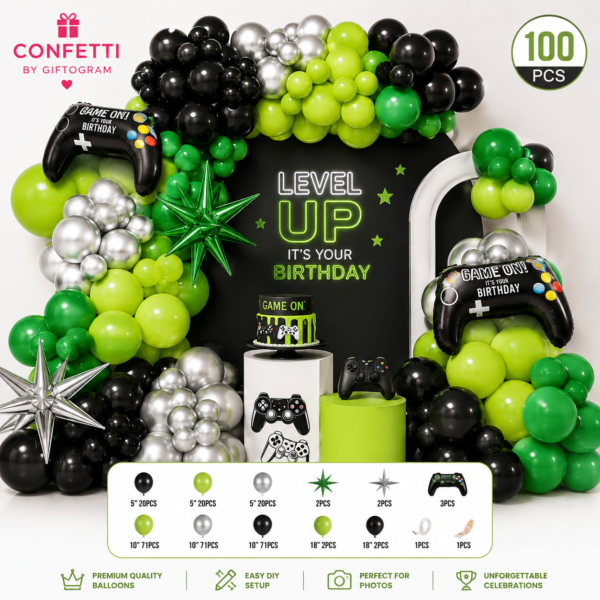 Gaming Theme Birthday Balloon Decoration Set (100 PCS)
