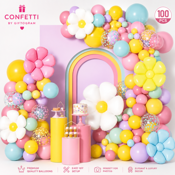 Pastel Daisy Balloon Decoration Set (100 PCS)