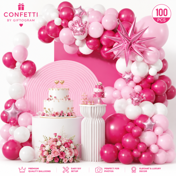 Pink Princess Balloon Decoration Set (100 PCS)