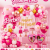 Pink Fashion Doll Birthday Balloon Decoration Set (129 PCS)