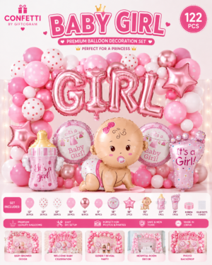 Baby Girl Baby Shower Balloon Decoration Set (122 PCS)