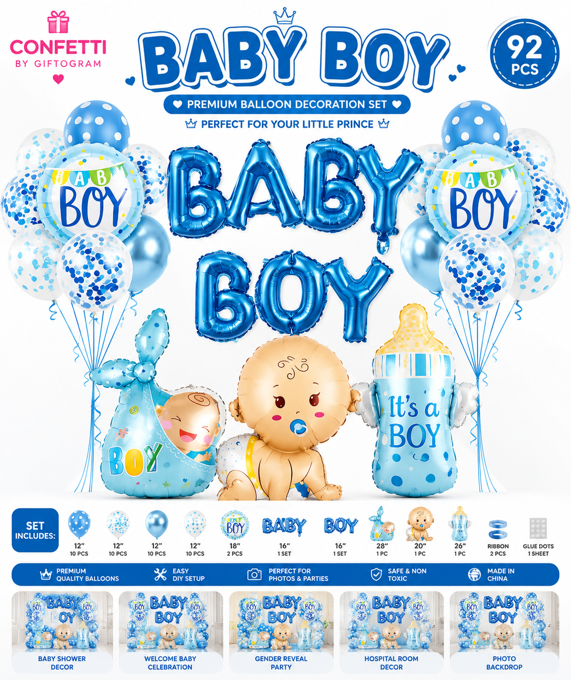 Baby Boy Balloon Decoration Set