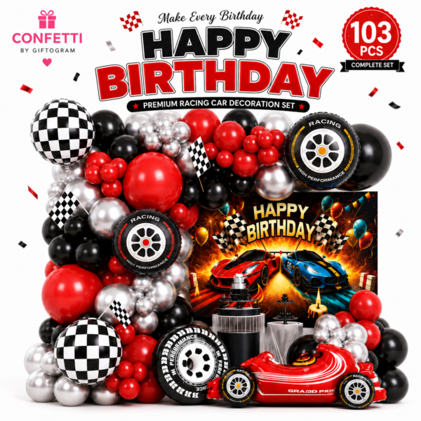 Racing Car Birthday Balloon Decoration Set (103 PCS)