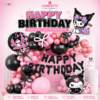 Cute Gothic Pink & Black Birthday Balloon Decoration Set