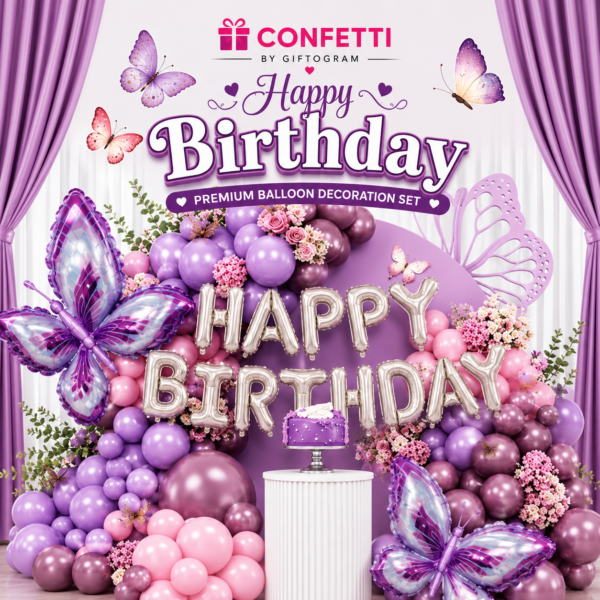 Butterfly Birthday Balloon Decoration Set (109 PCS)