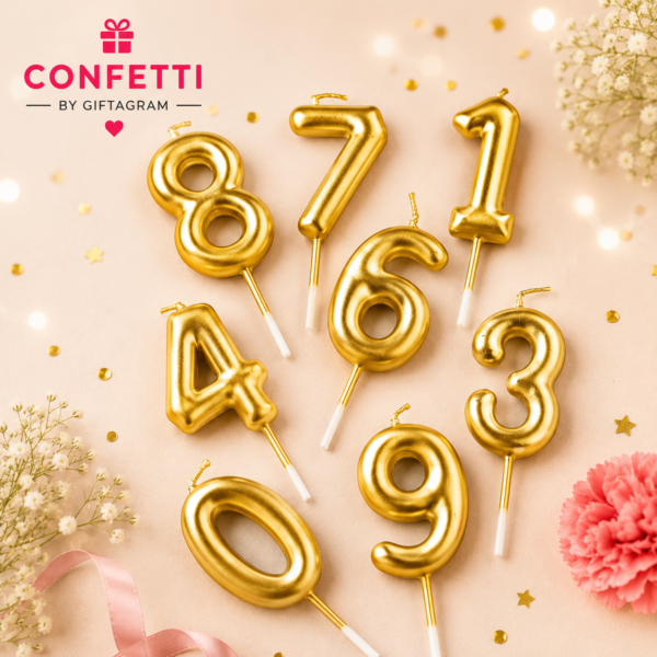 Gold Number Birthday Candles
