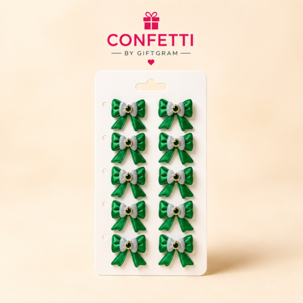 Pakistan Independence Day Green & White Bow Hair Clips