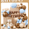 Blue & Brown Teddy Bear Balloon Garland Kit