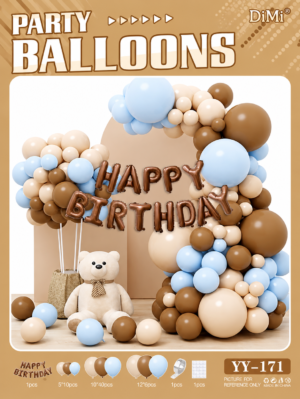 Blue & Brown Teddy Bear Balloon Garland Set