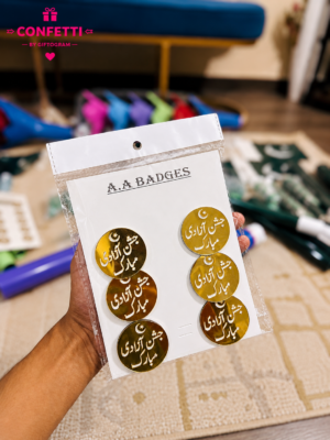 Pakistan Independence Day Golden Badge Set (Pack of 6)