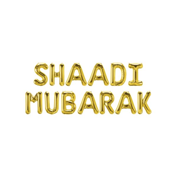 Gold Shaadi Mubarak Foil Balloon Banner