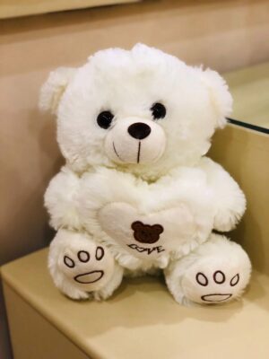 White Teddy Bear with Love Heart